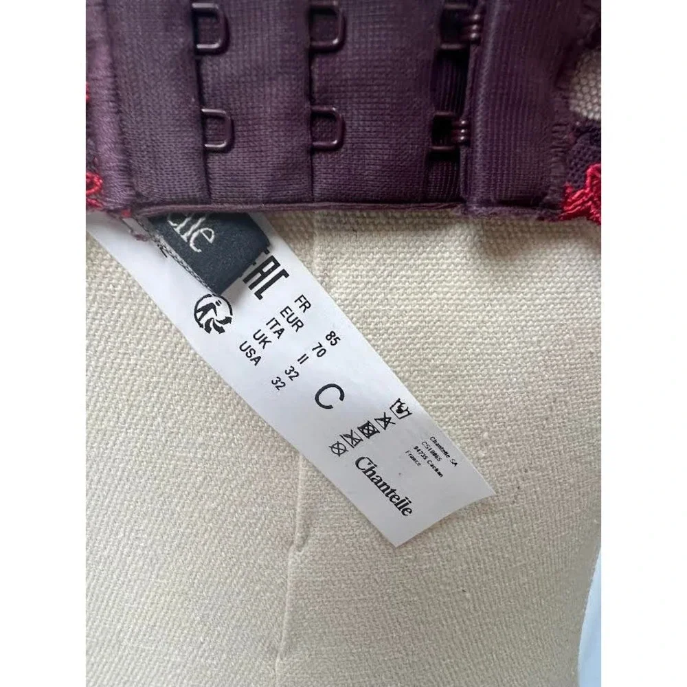 NWT! Chantelle Champs Elysees Lace Unlined Demi‎ Bra (Camaieu Red 32C)